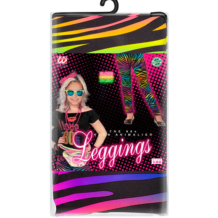 Widmann SRL Disco legging neon dierenprint jaren 80 kinderen