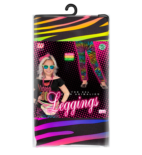 Widmann SRL Disco legging neon dierenprint jaren 80 kinderen