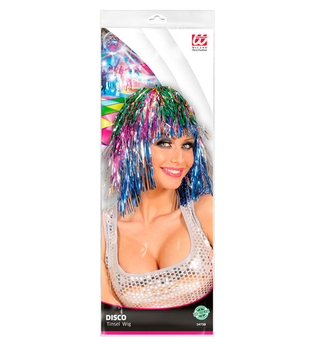 Widmann SRL Disco pruik lurex meerkleurig