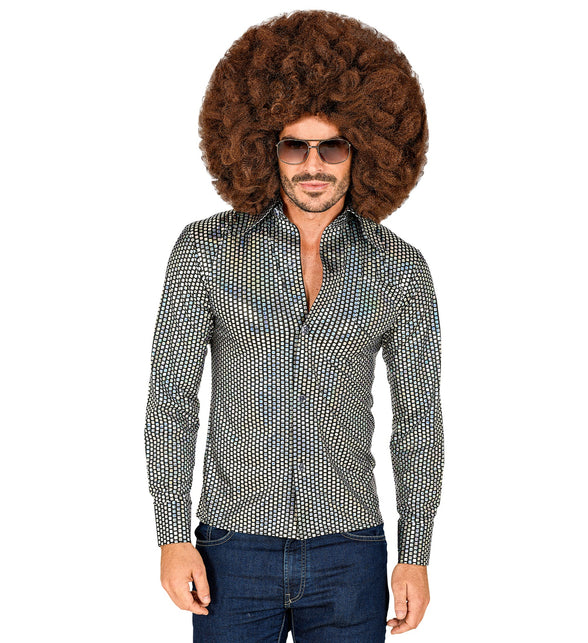 Widmann SRL Disco shirt jaren 70 zilver heren