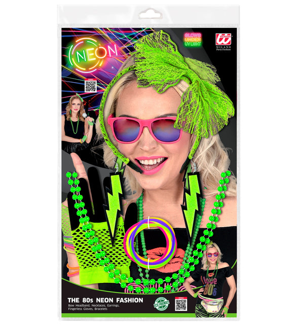 Widmann SRL Disco verkleedset jaren 80 neon groen