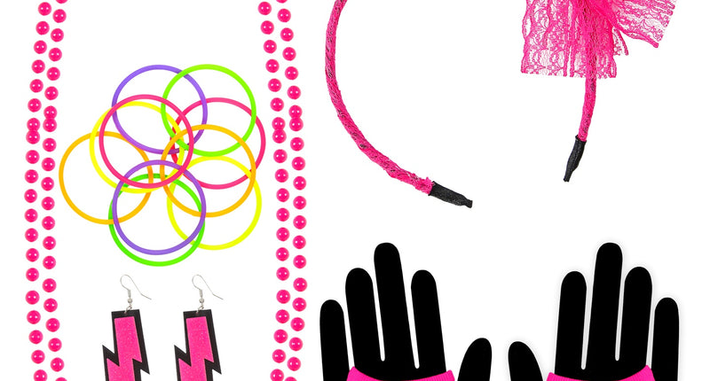 Widmann SRL Disco verkleedset jaren 80 neon roze