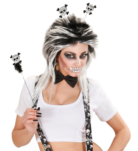 Widmann SRL Doodshoofd schedel hoofdband met staf