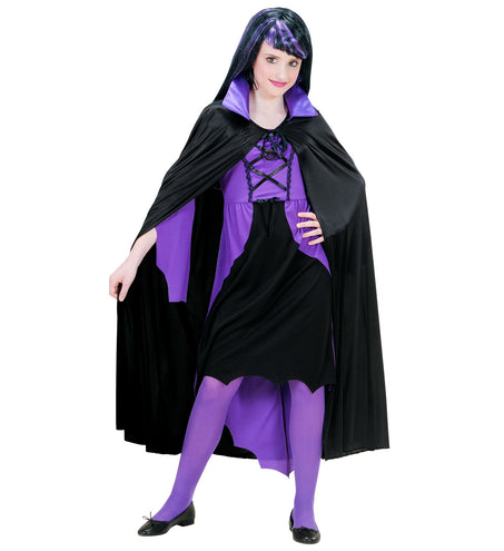 Widmann SRL Dracula cape zwart met paarse kraag kinderen