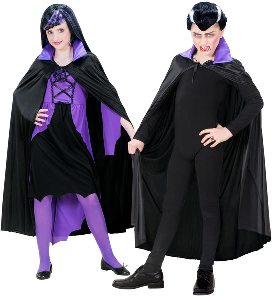 Widmann SRL Dracula cape zwart met paarse kraag kinderen
