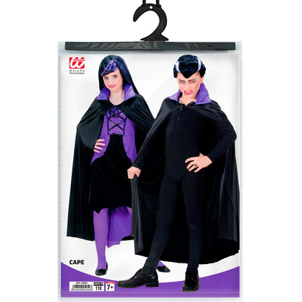 Widmann SRL Dracula cape zwart met paarse kraag kinderen