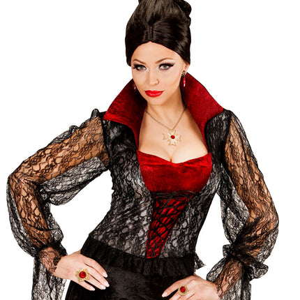 Widmann SRL Dracula ketting met ringen Robijn