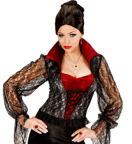 Widmann SRL Dracula ketting met ringen Robijn