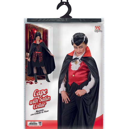 Widmann SRL Dracula vampier cape zwart met rode kraag kind