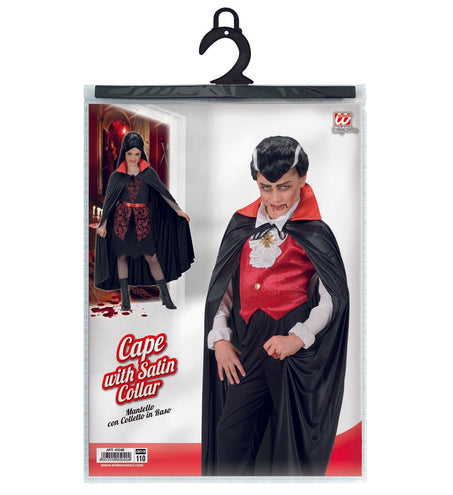 Widmann SRL Dracula vampier cape zwart met rode kraag kind