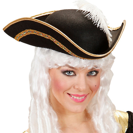 Widmann SRL Driesteek hoed met veer zwart