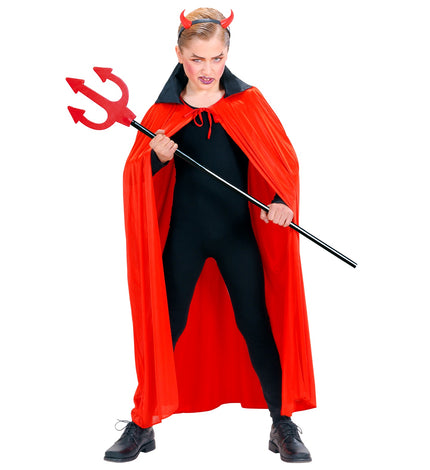 Widmann SRL Duivel cape rood met zwart kraag kind