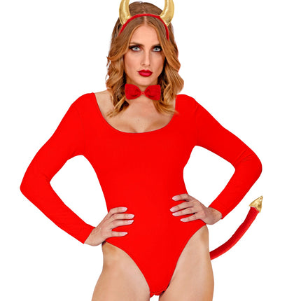 Widmann SRL Duivel hoorns met staart en strik