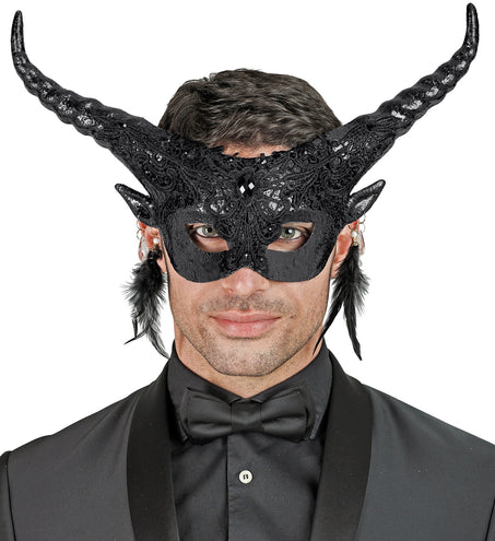 Widmann SRL Duivel masker luxe zwart theater