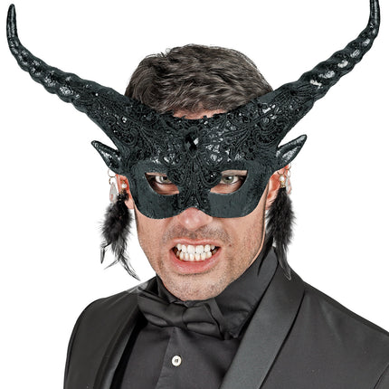 Widmann SRL Duivel masker luxe zwart theater