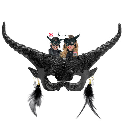 Widmann SRL Duivel masker luxe zwart theater