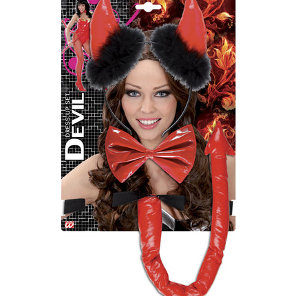 Widmann SRL Duivel set rood met marabou