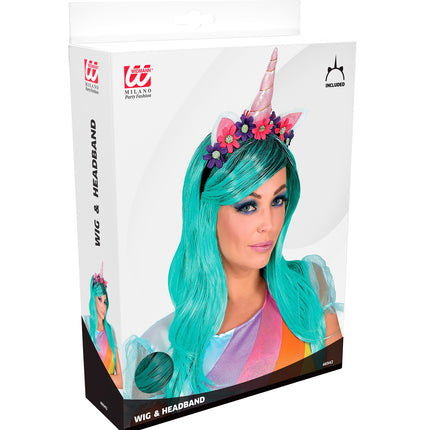 Widmann SRL Eenhoorn pruik met hoofdband