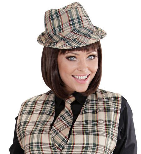 Widmann SRL Fedora Grijs Met Tartan Print