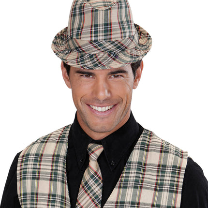 Widmann SRL Fedora Grijs Met Tartan Print