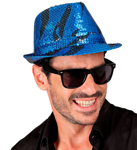 Widmann SRL Fedora pailletten blauwe golf