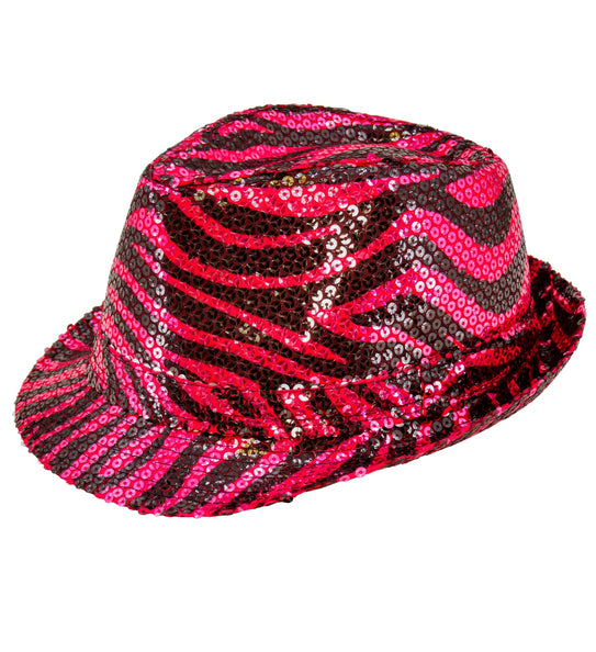 Widmann SRL Fedora pailletten roze tijger print hoed
