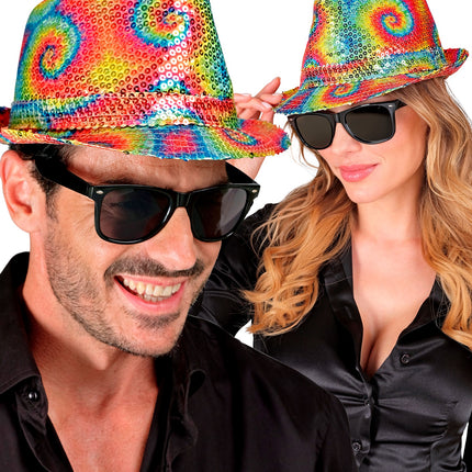 Widmann SRL Fedora pailletten tie dye hoed