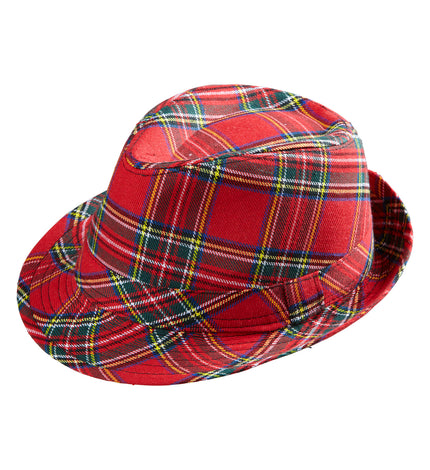 Widmann SRL Fedora Rood Met Tartan Print