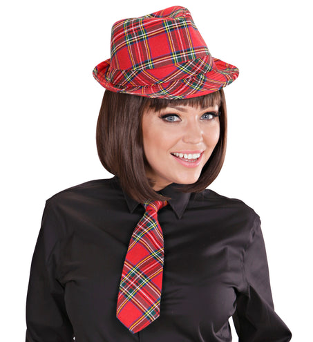 Widmann SRL Fedora Rood Met Tartan Print
