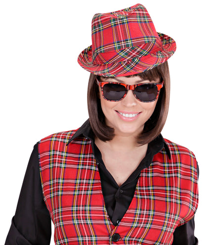 Widmann SRL Fedora Rood Met Tartan Print