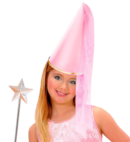 Widmann SRL Feeënhoed roze met sluier kind