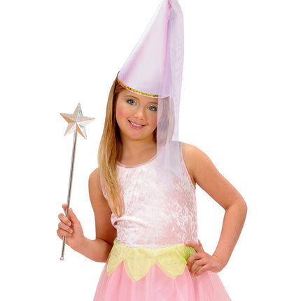 Widmann SRL Feeënhoed roze met sluier kind