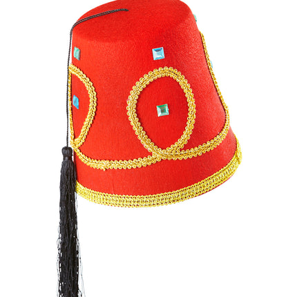 Widmann SRL Fez hoed rood met gouden accenten