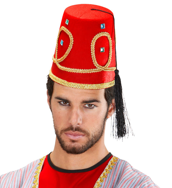 Widmann SRL Fez hoed rood met gouden accenten