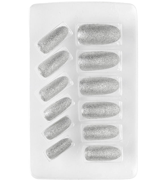 Widmann SRL Fluoriserende opplaknagels zilver glitters