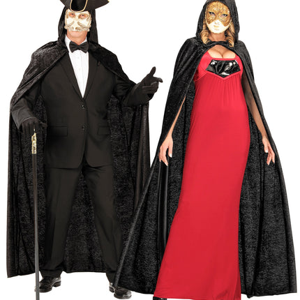 Widmann SRL Fluwelen zwarte cape 150cm luxe