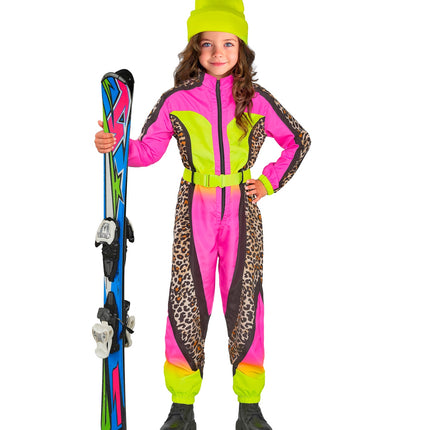 Widmann SRL Fout ski pak snowboarder luipaard roze/geel kind