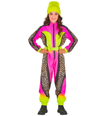 Widmann SRL Fout ski pak snowboarder luipaard roze/geel kind