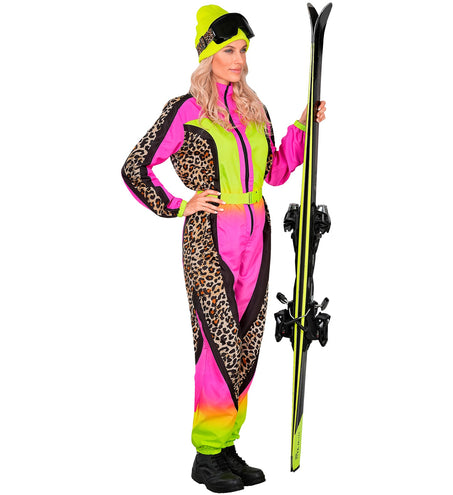Widmann SRL Fout ski pak snowboarder luipaard roze/geel volwassenen