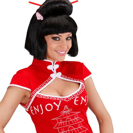 Widmann SRL Geisha pruik bloem met stokjes