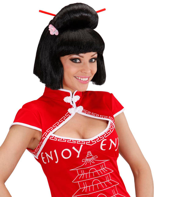 Widmann SRL Geisha pruik bloem met stokjes