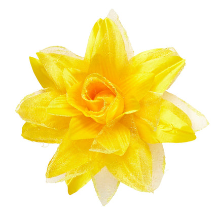 Widmann SRL Gele bloemen haarclip met glitters