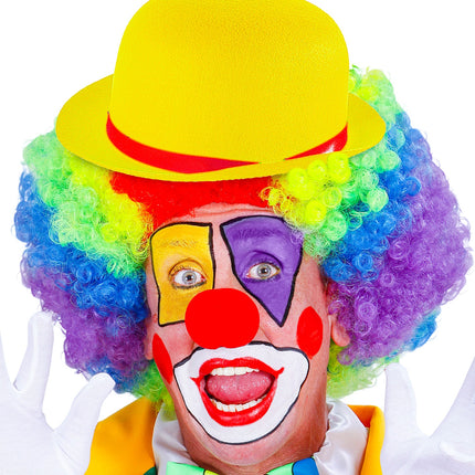 Widmann SRL Gele clownshoed met rode band