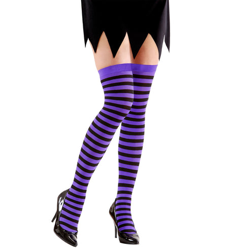 Widmann SRL Gestreepte kniekous paars zwart