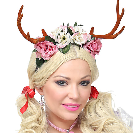 Widmann SRL Gewei met bloemen diadeem