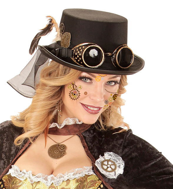 Widmann SRL Gezicht sticker festival glitter steampunk