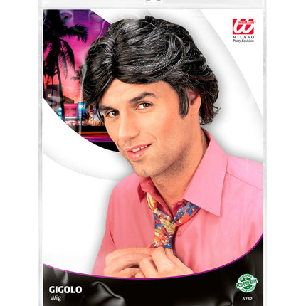 Widmann SRL Gigolo pruik karakter heren zwart