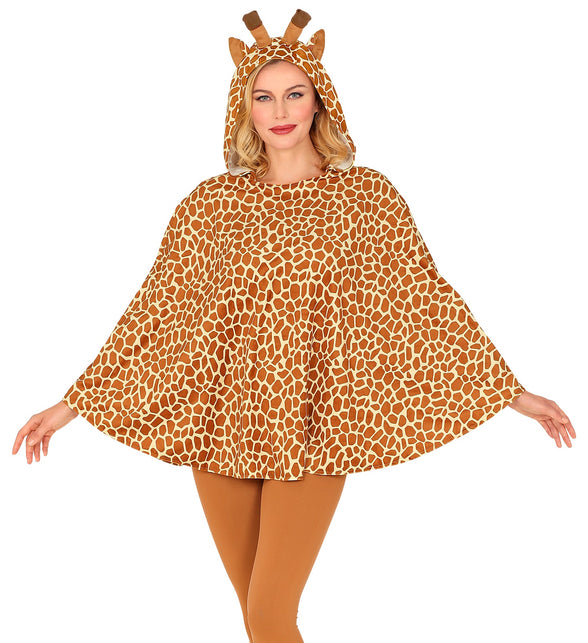Widmann SRL Giraffen poncho met muts volwassenen