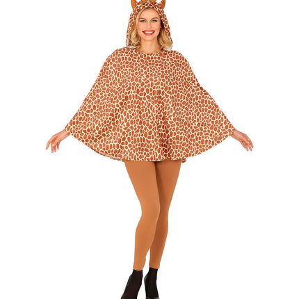 Widmann SRL Giraffen poncho met muts volwassenen