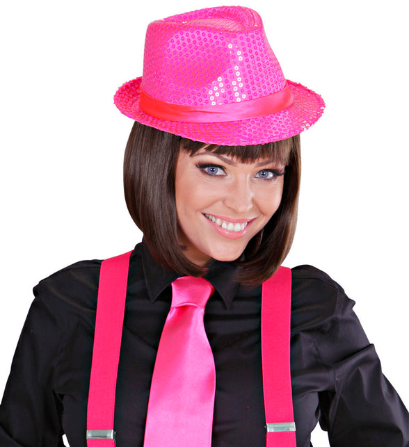 Widmann SRL Gleufhoedje pailletten roze